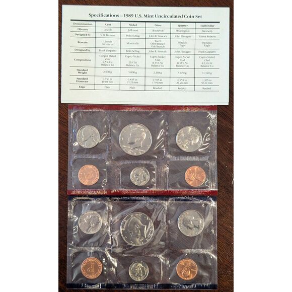 1989 U.S. Mint Uncirculated Coin Set – P & D Mints, Complete w/ Specs - Picture 1 of 3